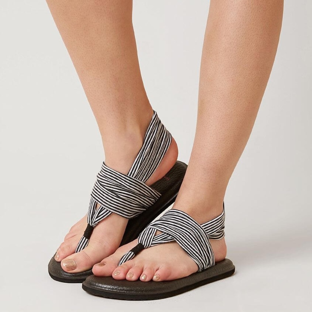SANUK • Black Grey Striped Yoga Sling 2 Sandal 10